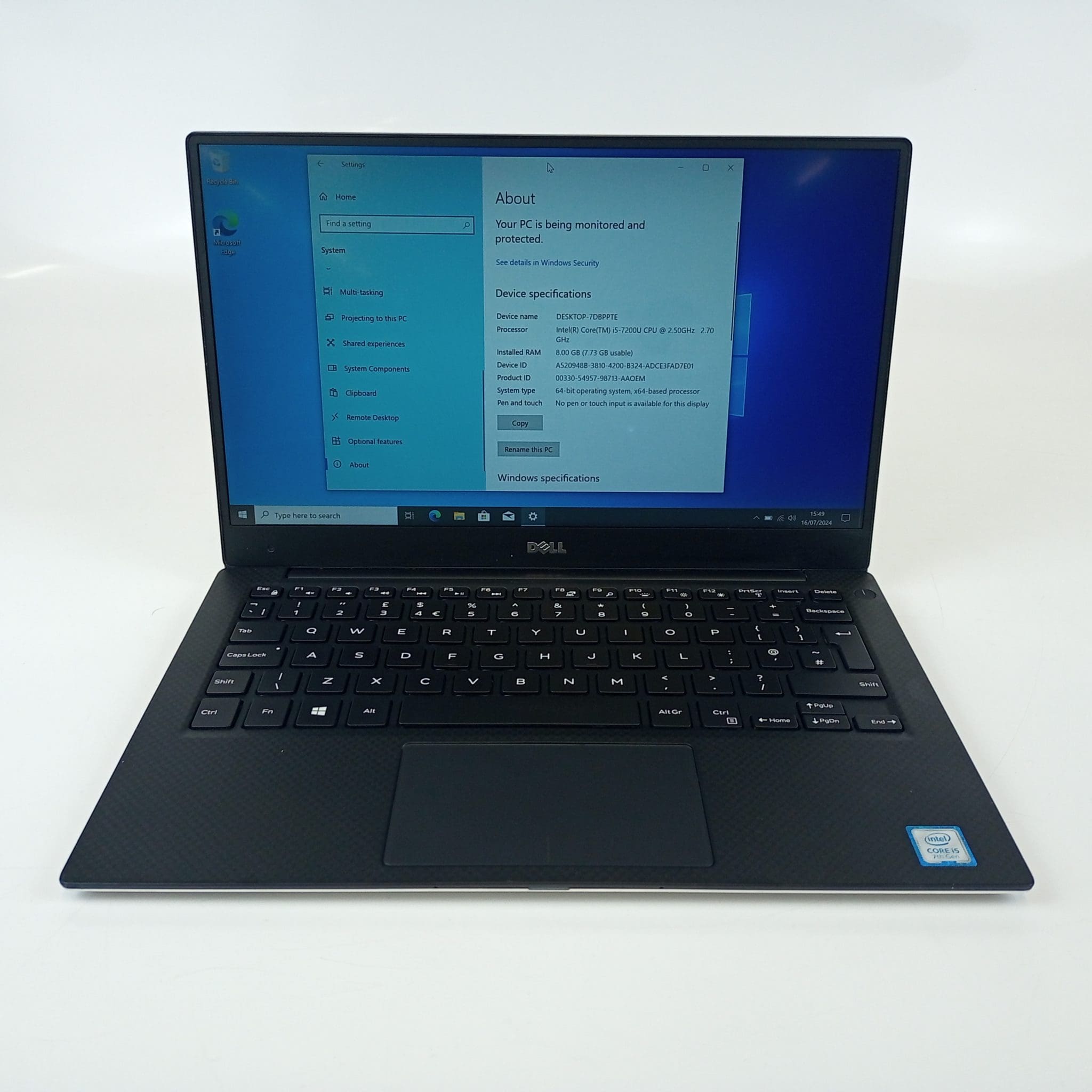 Dell XPS 13 9360 Laptop FHD i5-7200U 8GB RAM 256GB SSD Win 10 Pro (G) - Image 5